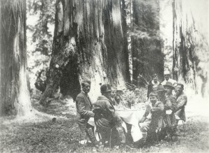 John D. Rockefeller Jr. and Newton Drury, Secretary of Save the Redwoods League, pictured here on the right, enjoy California’s redwoods in 1926. Both men did a great deal to protect redwood forests.    