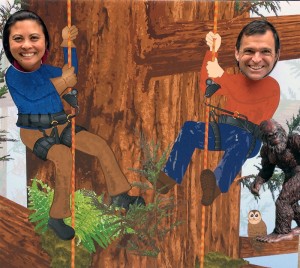Bigfoot pops in with Jennifer and Sam. Bigfoot pops in with Jennifer and Sam.