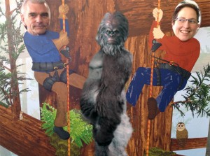 Looks like Jen spies Bigfoot but Sam does not. Looks like Jen spies Bigfoot but Sam does not.