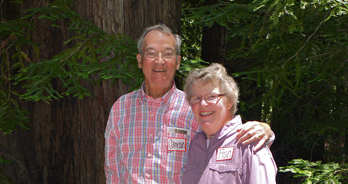 Fran Wolfe and her husband Cameron Wolfe enjoy the grove he dedicated to her in Pfeiffer Big Sur State Park.