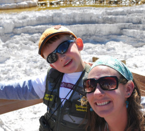 Education & Interpretation Manager, Deborah Zierten, with her nephew at Yellowstone National Park.