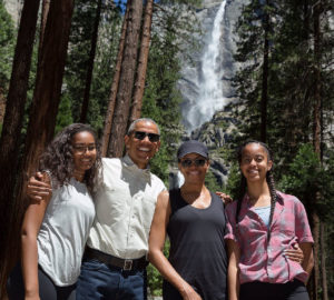 The Obama family at Yosemite National Park, Father's Day 2016. From left are Sasha, Barack, Michelle, and Malia. White House photo.