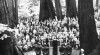 The Memorial Service for President Roosevelt among the redwoods at Muir Woods on May 19, 1945. Courtesy of The Bancroft Library, University of California, Berkeley.