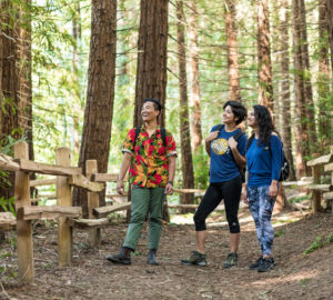 Amanda Machado (center) visits Redwood Regional Park in Oakland with friends