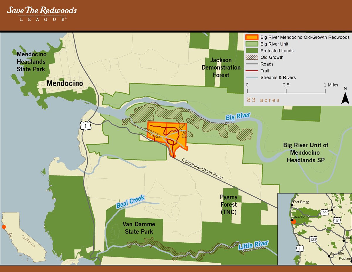 Map of Big River-Mendocino Old-Growth Redwoods