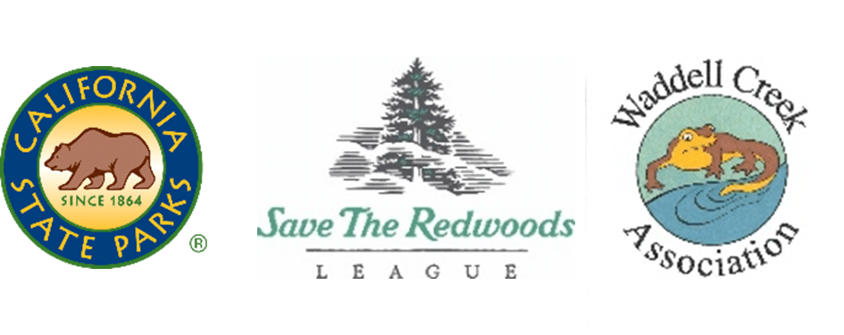 California State Parks, Save the Redwoods League, Waddell Creek Association logos
