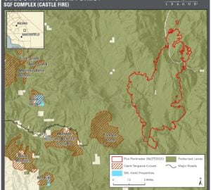 Map of Castle Fire in Sequoia National Forest