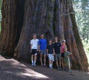 Sam and his family in the redwoods.