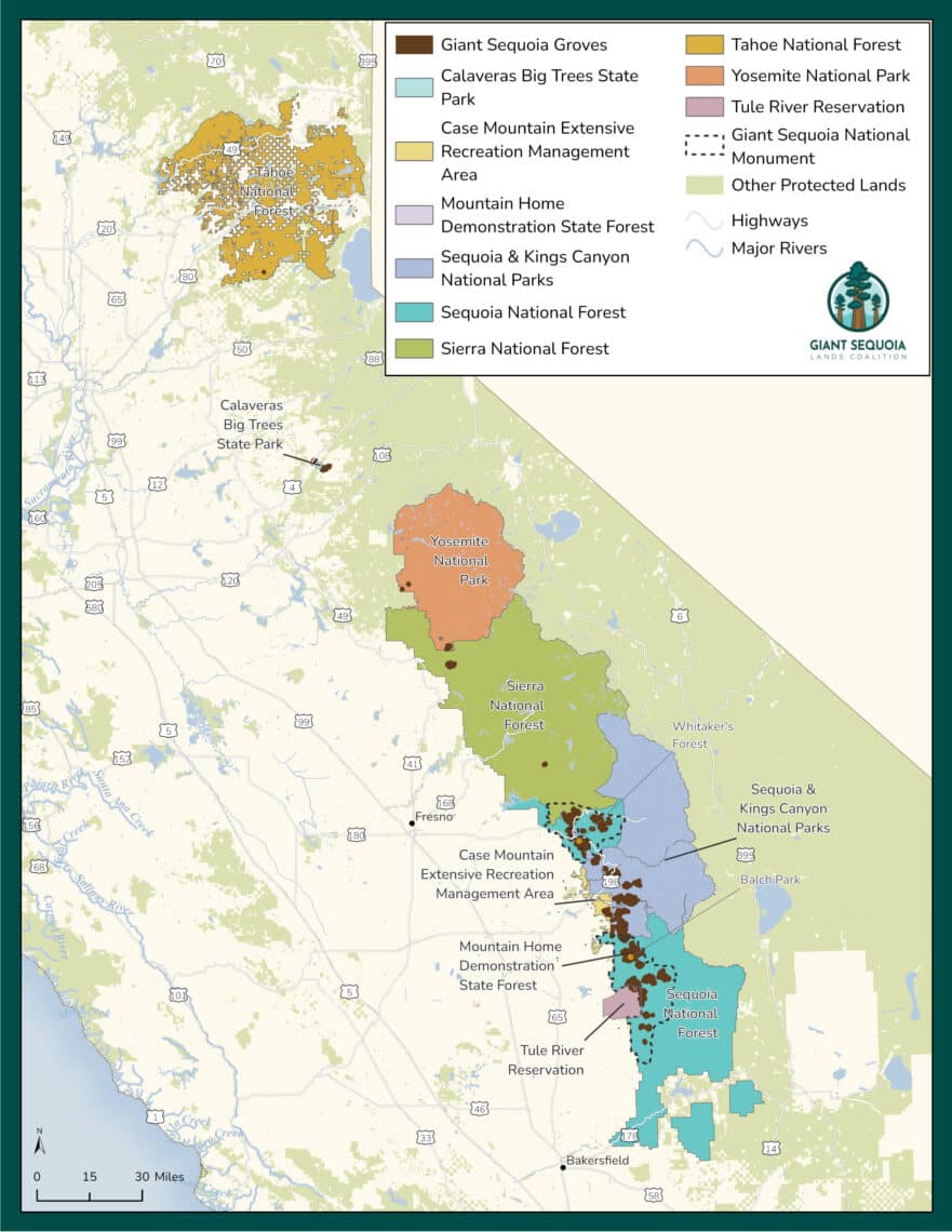 Map of sequoia groves