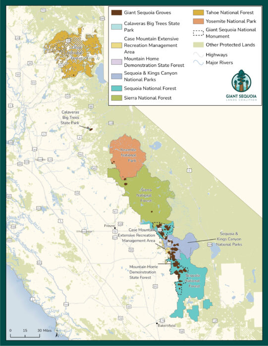 Map of sequoia groves