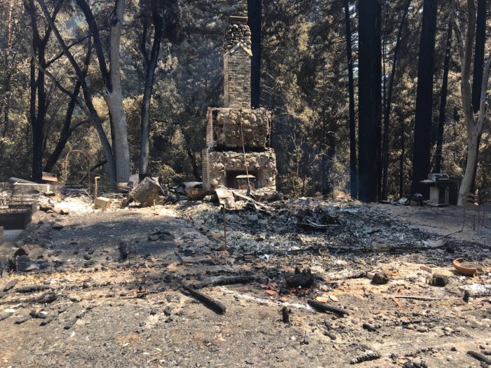 Damaged Big Basin park gatehouse