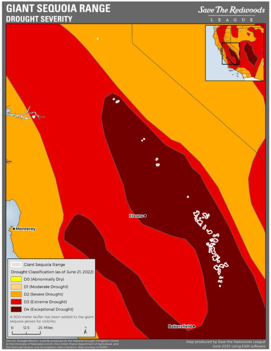 sequoia drought map 6/23/22