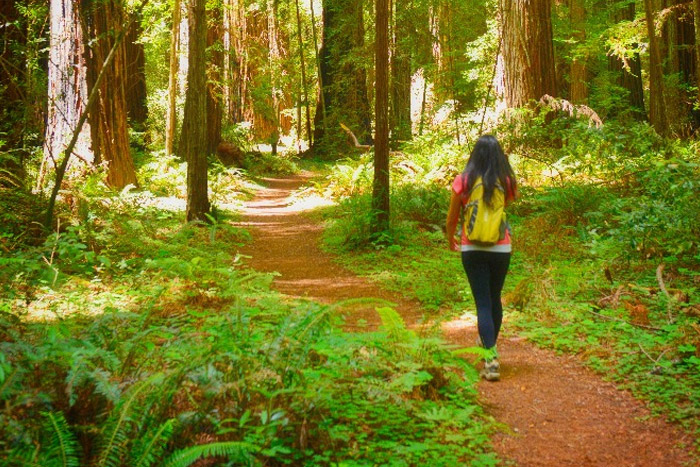 young woman hiking outdoors