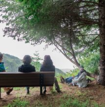 Visitors enjoy a view of the Pacific Ocean and valley.  Photo by Victoria Reeder.