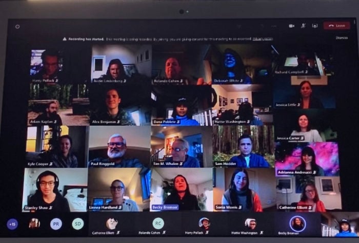 A grid of people on a video call