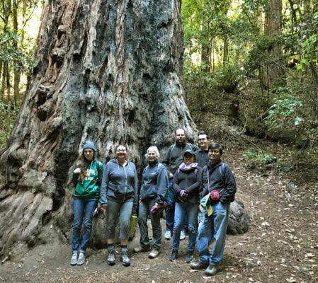 Participants from the League-led hike at Portola Redwoods State Park for Free Second Saturdays at Redwood State Parks in February 2018. Photo by Rolando Cohen