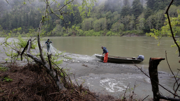 Yurok Tribe members fishing on the Klamath River