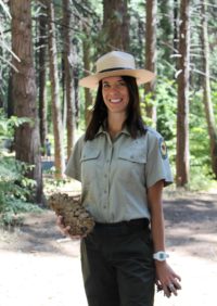  Interpretive specialist Jenny Comperda at Calaveras Big Trees State Park. Photo courtesy of California State Parks.
