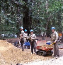 In fall 2015, California Conservation Corps crews and contractors removed part of the old Pfeiffer Falls Trail’s concrete and constructed a beautiful, small dirt section of trail. League members’ gifts have supported the planning and rebuilding of the rest of the Pfeiffer Falls Trail.