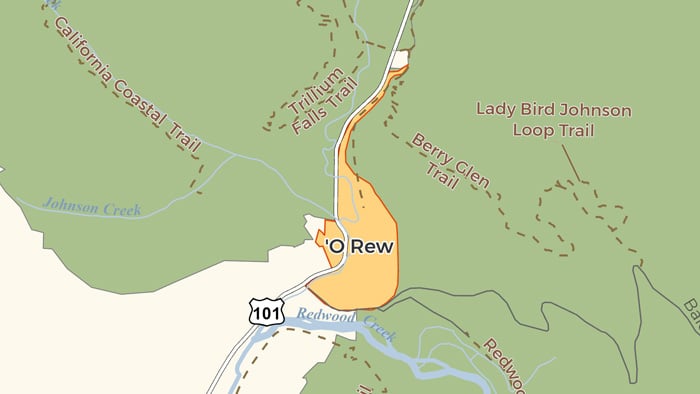 'O Rew Redwoods Gateway Map
