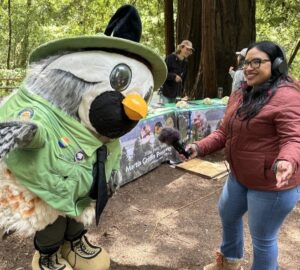 Monica Carcamo-Binetti interviewing Cali Quail at the California State Parks Week Kick Off.