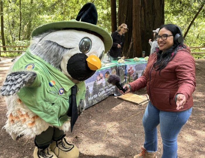 Monica Carcamo-Binetti interviewing Cali Quail at the California State Parks Week Kick Off.