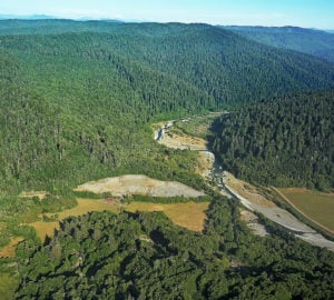 Aerial photo of the Orick Mill Site
