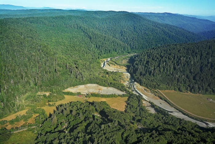 Aerial photo of the Orick Mill Site