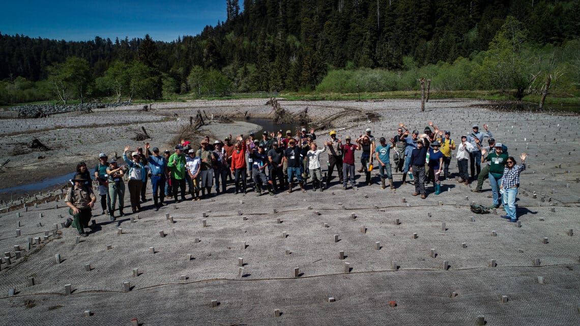 A group of people standing in a circle