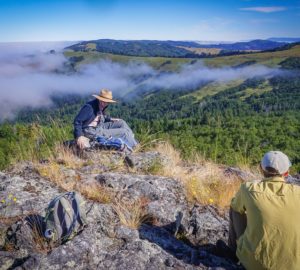 Redwoods Rising Botany Apprentices take a break at an overlook of Redwood Creek in the Bald Hills area of the park. Photo by Len Mazur