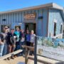 From left: Among those who worked on the welcome center are James Freed, exhibit designer at James Freed Designs; Clinton Stockton, fabricator for John Murray Productions; Deborah Zierten, Save the Redwoods League education and interpretation manager; Gay Kraeger, illustrator for Wildways Illustrations; Elizabeth Hammack, League consultant and former California State Parks interpretive manager; and Jenny Rigby, director of the Acorn Group. Photo by Jennifer Charney, Save the Redwoods League