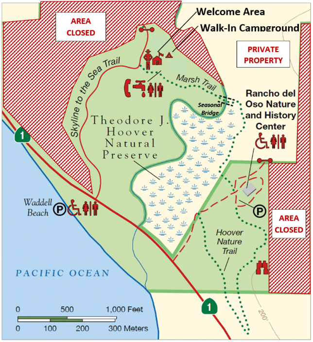 Location map of Rancho del Oso, near Big Basin Redwoods State Park.