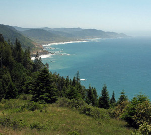 View of the coastline from the hills