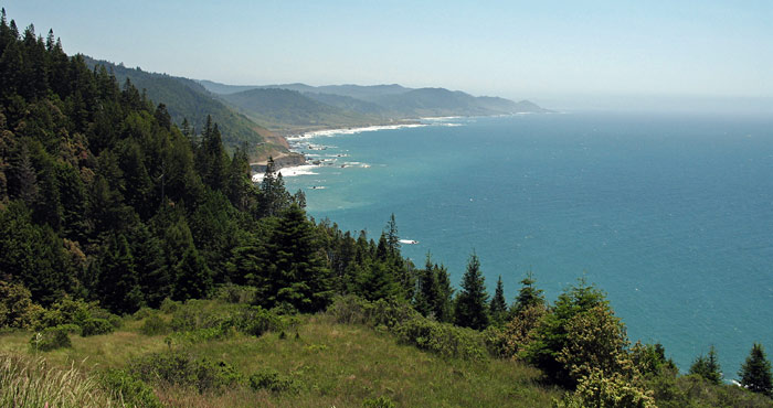 View of the coastline from the hills