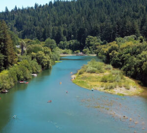 Russian River Redwoods features a mile of scenic riverfront near Guerneville.