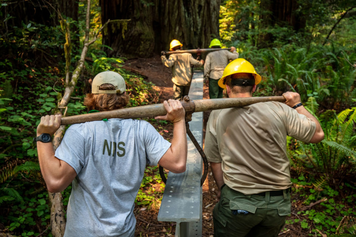 Grove of Titans trail building crew, 2021