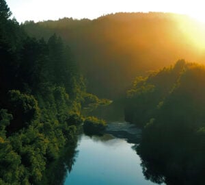 Russian River Redwoods features a mile of scenic riverfront near Guerneville.