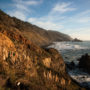 The rugged cliffs and rocky shores of the Lost Coast Redwoods property in Mendocino County. Save the Redwoods League recently secured an opportunity to protect the 3,100-acre Lost Coast Redwoods property with thousands of acres of coast redwoods and 5 miles of Northern California coastline. Photo by Max Whittaker, courtesy of Save the Redwoods League.