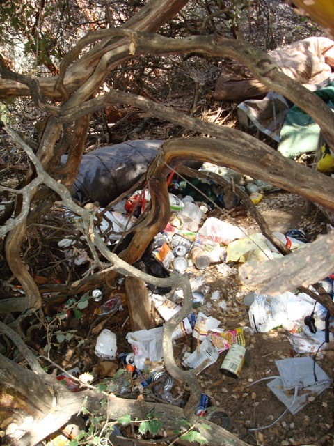 Trash left from an illegal marijuana cultivation site. Photo by Justin Faggioli