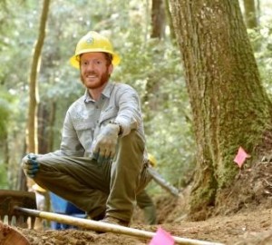 As part of a Student Conservation Association crew, Tyler Imfeld helped rebuild a popular trail in Humboldt Redwoods State Park with support from Save the Redwoods League and partners.