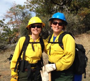 Laura Lalemand and Lenya Quinn-Davidson on the fire line.