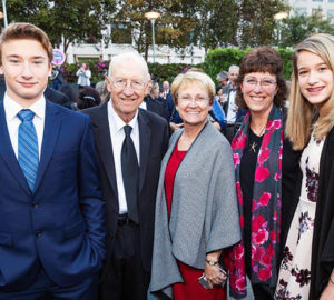 John and Cyndi Woollam (SECOND FROM LEFT AND CENTER), with their grandson Adam Rustermier (LEFT), daughter Cathy Rustermier, and granddaughter Ahna Rustermier