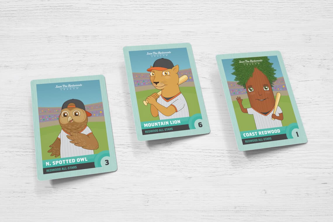 Limited edition Save the Redwoods League baseball cards. Collect all twelve!