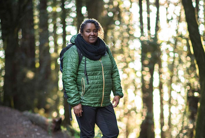 black woman hiking outdoors