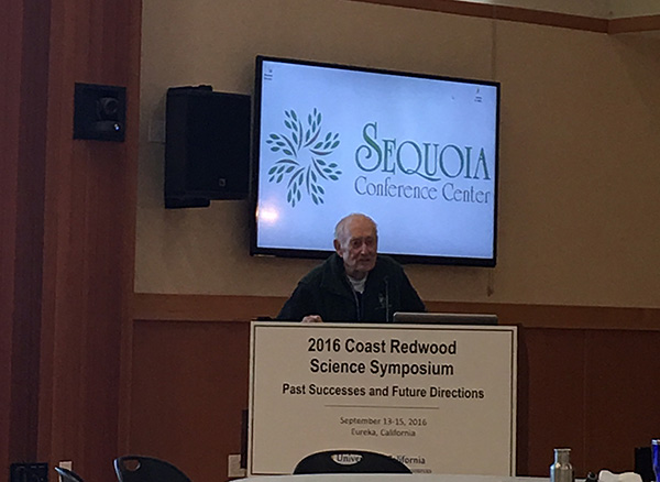 League Councilor Bill Libby lecturing on, “Why are coast redwoods and giant sequoia not where they are not?”