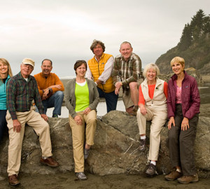 The Save the Redwoods League Board of Directors, from left: Melinda Thomas, Peter Frazier, James Sergi, Peggy Light, Justin Faggioli, Andy Vought, Mary Wright and Rosemary Cameron. Sam Livermore not pictured. Photo by Paolo Vescia