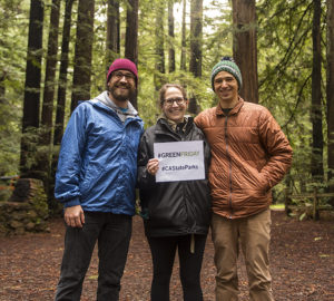 Left to right: Drew Hansen, Cassie Genter, Daniel Genter at #GreenFriday event at Samuel P. Taylor SP. Photo by Paolo Vescia