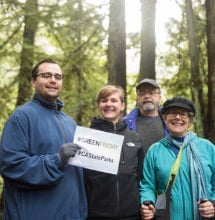 Left to right: Patrick Welch, Jenny Welch, Ray Welch and Kathie Gaines at #GreenFriday event at Samuel P. Taylor SP. Photo by Paolo Vescia