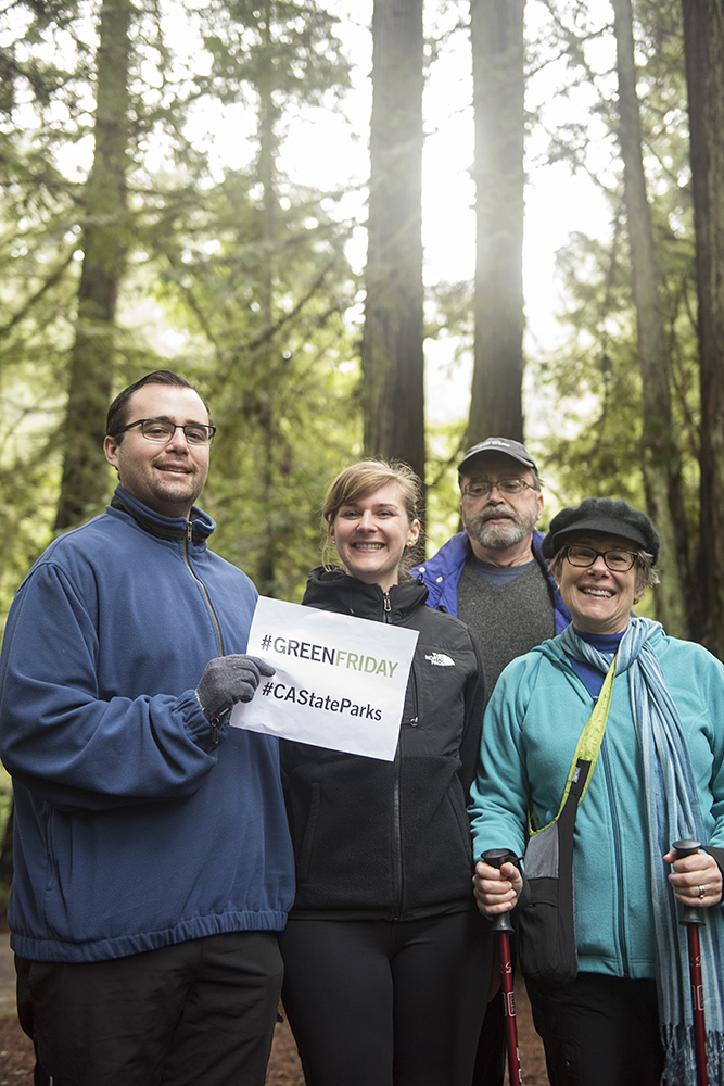 Left to right: Patrick Welch, Jenny Welch, Ray Welch and Kathie Gaines at #GreenFriday event at Samuel P. Taylor SP. Photo by Paolo Vescia