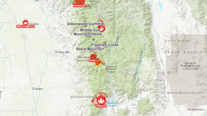 wildfires map